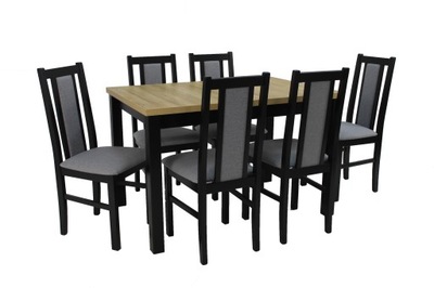 Stół rozkładany 80x120/150 6 Krzeseł czarnych