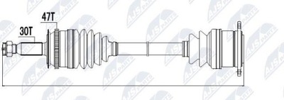 SEMI-EJE DE ACCIONAMIENTO MITSUBISHI L200 KB4T 05- /PRAWA/  