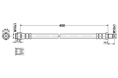 ATE ПАТРУБОК ТОРМОЗНОЙ EPDM ПЕРЕД L/P DŁ 400MM ŚR 10MM M10X1 MERCEDES