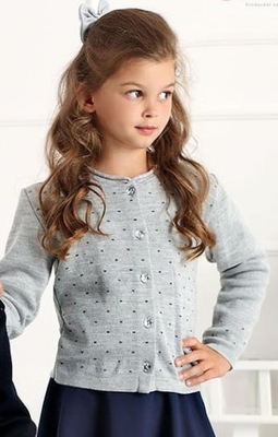 Sweter dla dziewczynki szary w kropeczki 104cm