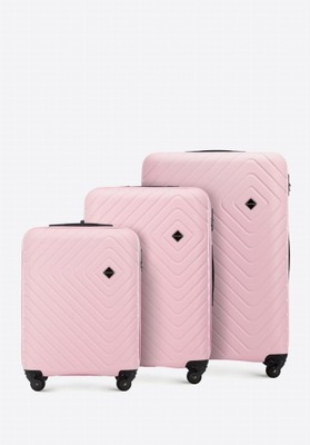 Różowy zestaw walizek z ABS-u WITTCHEN 56-3A-75S-35