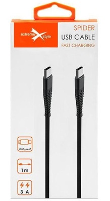 Kabel Spider USB typ-c typ-c 1m czarny
