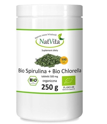 NatVita Bio Spirulina Bio Chlorella 500tab. 250g