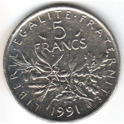 Francja 5 Franc franków 1991