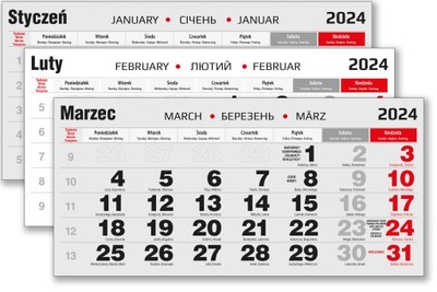Kalendaria trójdzielne 2024r. 100 szt. (dostawa na jutro)