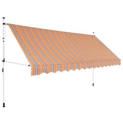 Markiza zwijana ręcznie, 400 cm, żółto-niebieskie pasy