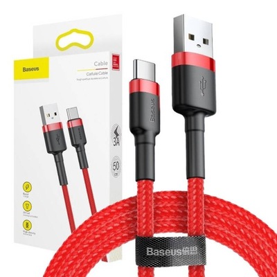 BASEUS KABEL PRZEWÓD USB-A USB TYPU C DO TELEFONU SZYBKIE ŁADOWANIE 3A 1M