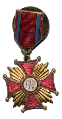 Krzyż Zasługi złoty PRL miniatura odmiana na monogramie