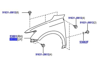 53802-76010 ALA PARTE DELANTERA DELANTERO IZQUIERDO LEXUS CT200H  