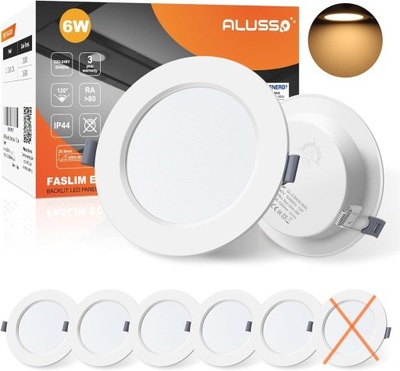 ALUSSO Reflektor wpuszczany LED Ultra płaski 6 W 5Sztuk 3000K