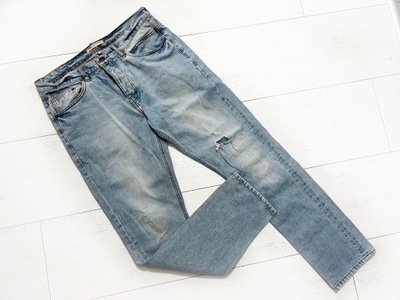 river island jeansy rurki przetarcia dziury 32/32