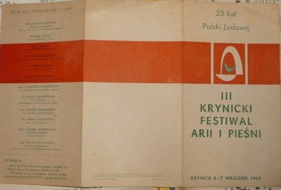III KRYNICKI FESTIWAL ARII I PIEŚNI – 5-7 września 1969 – PROGRAM