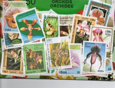 Pakiet 50 znaczków pocztowych - ORCHIDEE