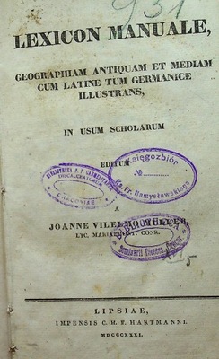 Lexicon Manuale 1931 r.