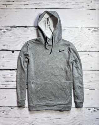 NIKE DRI-FIT BLUZA MĘSKA Z KAPTUREM SPORTOWA SZARA LOGO