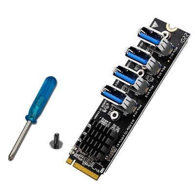 M.2 M KEY PCI-E Riser PCIe Multiplier Risers 1X To External 4 PCI-e Adapter