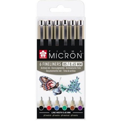 Zestaw Pigma Micron 05 Basic Set 6 kol Sakura