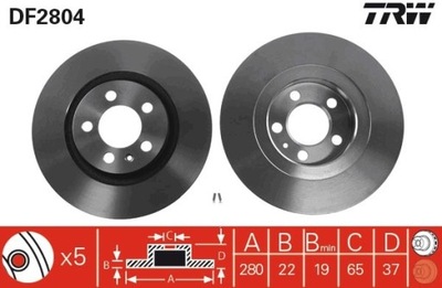 2X ДИСК ГАЛЬМІВНИЙ VW ПЕРЕД GOLF 4/A3 DF2804