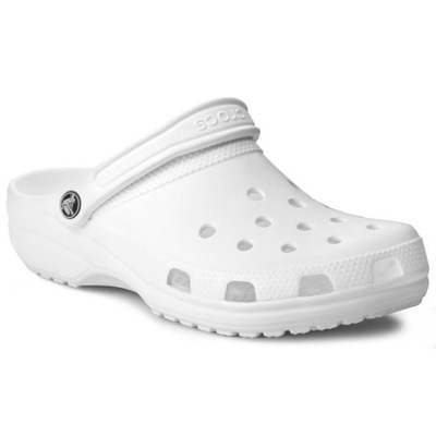 CROCS KLAPKI BIAŁE Z LOGO WSUWANE 46-47 1S7B