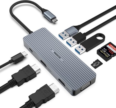 Adapter USB C Hub USB C, 9 w 1 hyrta