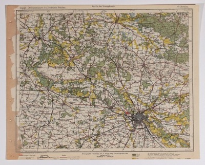 WROCŁAW. Topograficzna mapa rejonu Wrocławia. Początek XX wieku.