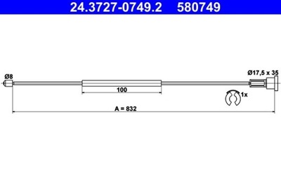 ТРОС ТОРМОЗА РУЧНОГО OPEL ЗАД CORSA/TIGRA 00-09 PR 24.3727-0749.2