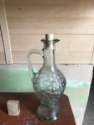 PRL stara butelka ozdobna karafka szkło bąbelkowe