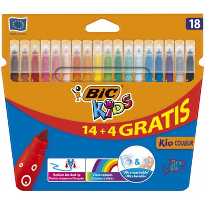 Zestaw FLAMASTRY 18 kolorów PISAKI mazaki BIC Kid Couleur