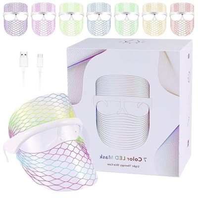 BEZPRZEWODOWA MASKA NA TWARZ Z TERAPIĄ ŚWIATŁEM LED 7 BARW UJĘDRNIAJĄCA