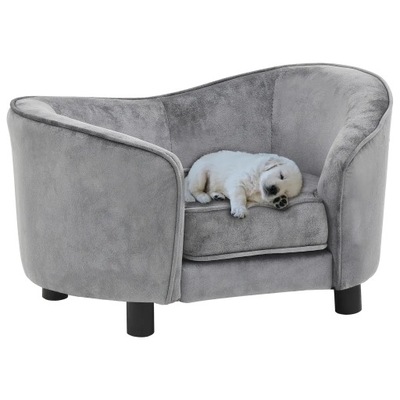 Sofa dla psa, szara, 69x49x40 cm, pluszowa