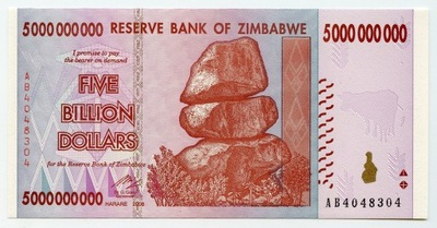 ZIMBABWE 5000000000 DOLARÓW 2008 P-84 UNC