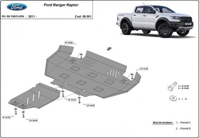 DE ACERO PROTECCIÓN PARA SILNIK, PARTE DELANTERA DE PARAGOLPES FORD RANGER RAPTOR 20-2022  