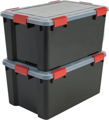 Pudełka plastikowe Iris Ohyama 137063 czarne 50 l 2 szt. opis