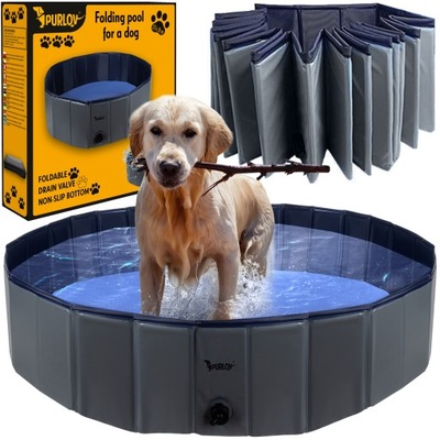 Bazén pre psa Zvierat Skladací Záhradný Veľký 120x30cm Ohrádka do kúpeľa XXL