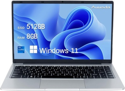 Laptop Auusda 14,1" 8GB RAM 512 GB SSD Intel J4105 Win 11 Pro WiFi IPS FHD