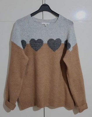 SWETER W SERCA BEŻOWO SZARY NEXT KNITWEAR |R. 42