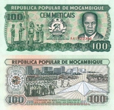 # MOZAMBIK - 100 METICAIS - 1989 - P-130 UNC AA001