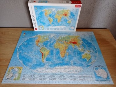 Puzzle Trefl Puzzle 1000 elementów Mapa fizyczna świata 10463
