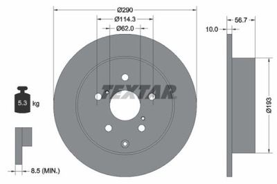 TEXTAR 92164803 ДИСК ТОРМОЗНОЙ