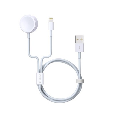 Devia kabel 2w1 V2 Smart USB - Lightning biały z ładowarką indukcyjną do Ap