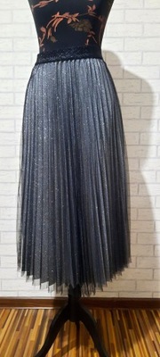 Spódnica czarna plisowana tiul srebrny brokat Sinsay 34 XS 36 S