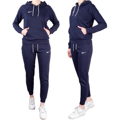 NIKE dres damski BAWEŁNIANY sportowy komplet granatowy M