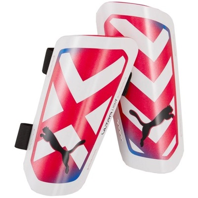 Ochraniacze piłkarskie Puma Ultra Light Strap biało-czerwone 30875 05 ROZMI