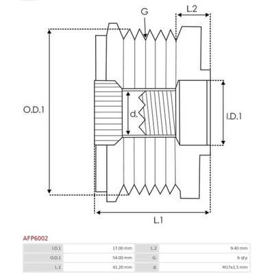 ALTERNADOR - EMBRAGUE JEDNOKIERUNKOWE AS-PL AFP6002  