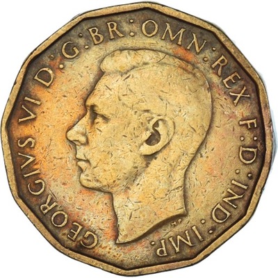 Moneta, Wielka Brytania, 3 Pence, 1945