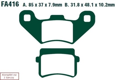 КОЛОДКИ ТОРМОЗНЫЕ EBC FA416TT (КОМПЛЕКТ. NA 1 ДИСКИ ТОРМОЗНЫЕ)