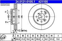 ATE DISCO DE FRENADO PARTE DELANTERA 262X21 V HONDA CIVIC VI 95-/VI 98-/VII 00-  