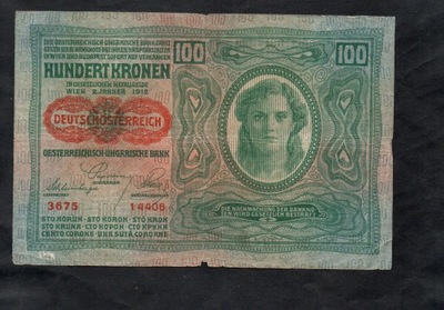 BANKNOT Austro-Węgry -- 100 koron -- 1912 rok