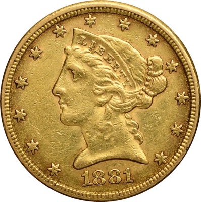 USA, 5 dolarów 1881, Liberty