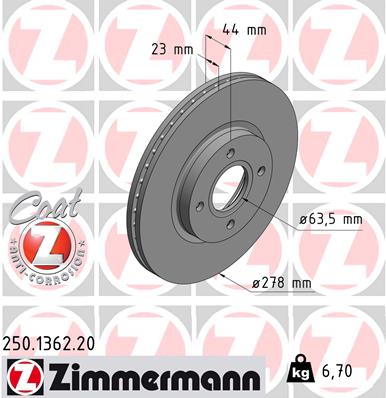 ZIMMERMANN 250.1362.20 DISKU STABDŽIŲ 